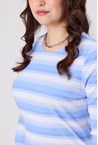HAWAII STRIPE TOP - denim blue